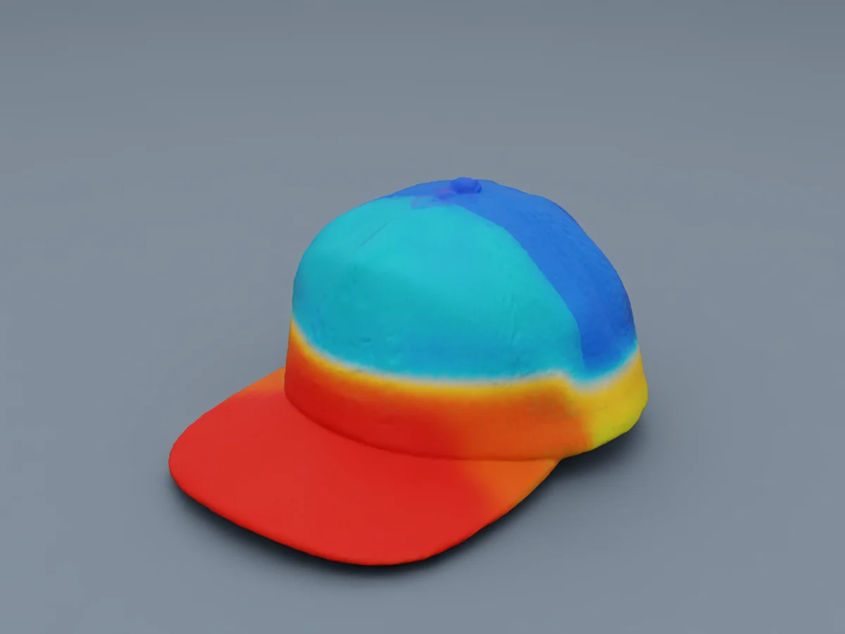 The cap colored by the stiffness used in the simulator